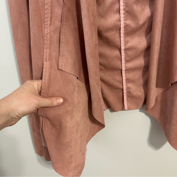 Kut From The Kloth Pink Blazer Drape Front Faux Suede Jacket Women’s Size Medium - Picture 3 of 7